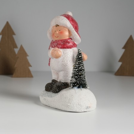 Souvenir Ceramics Light "Baby in a white overalls at the Christmas tree" 11.5x7x16 cm-3