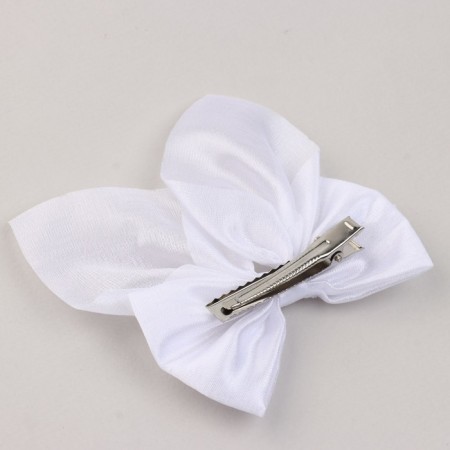 Hair bow White School "Fairy" on a hairpin, 11.3 x 12.6 cm-4