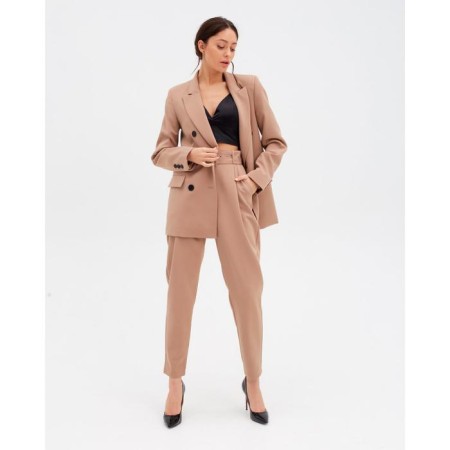 Jacket female double -breasted mist size 46, beige color-3