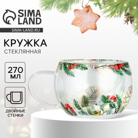 Glass mug with double walls "Winter Stories", 270 ml-2