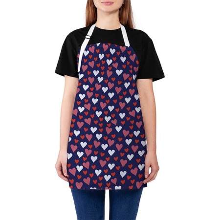 Apron kitchen with a photo print "Snowfall from hearts", adjustable, size OS