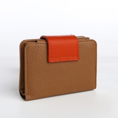 Women's wallet on a magnet, brown color-1