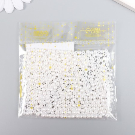 Beads for creativity "Pearls" set white d = 0.4 cm 20 g-2