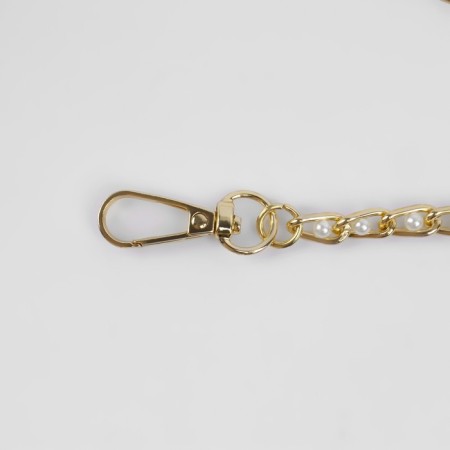 A chain with pearls for a bag, with carbines, 7 × 13 mm, d = 4 mm, 60 cm, gold color-1
