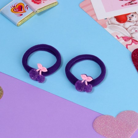 Hair elastic band "Fairy" (set 2 pcs) cherries, 3.5 cm, purple-1
