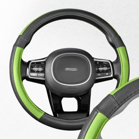 SkyWay braid, leather, size m, black, with green inserts, S01102361