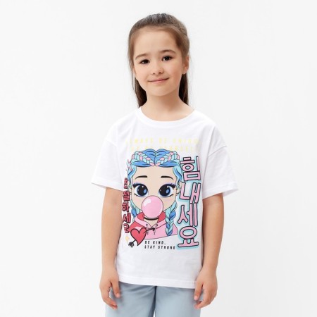 T -shirt Children's KAFTAN "Girl", p. 34 (122-128 cm), white
