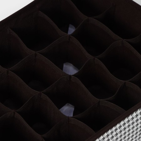 Organizer for storing linen Villy, 24 cells, 35 × 30 × 10 cm, white-brown color-2