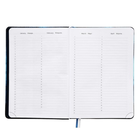 Leduced Diary A5, 160 sheets, Devente.nature, solid cover of artificial leather with foam, liesse, block 70 g/m2, blue-5