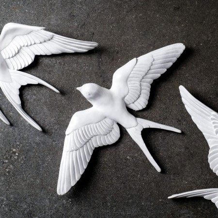 Suspended decor "swallows" a set of 3pcs, white, 20x21x5cm-1