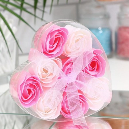Soap roses, pink and white, set of 9 pcs.