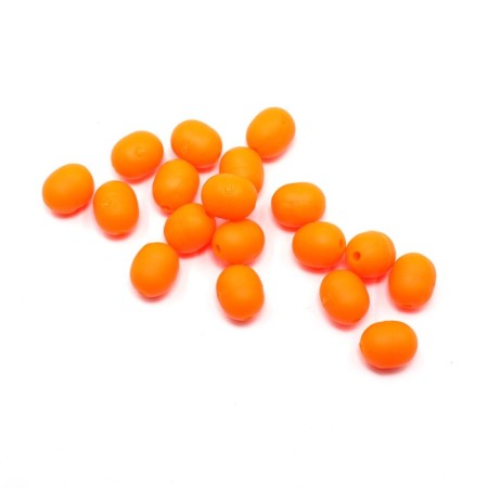 Feeder bead Namazu Soft Beads, PVC, Oval, D = 6.4 mm, L = 8.3 mm, orange 20 pcs.