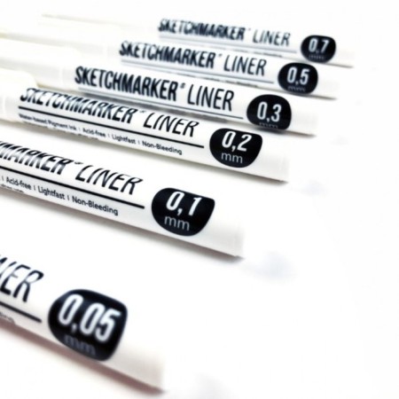 A set of capillary handles Sketchmarker, 6 pieces: 0.05, 0.1, 0.2, 0.3, 0.5, 0.7, black-7
