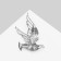 Brooch "Bird", white color in silver