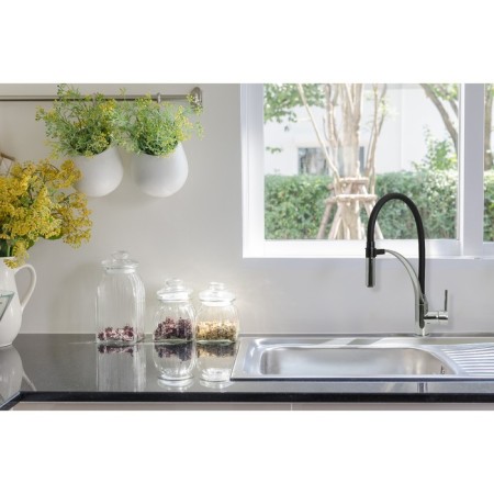 LEMARK SOUL LM6007C kitchen mixer, single -leaf, excess length 224 mm, black/chrome-3