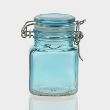 Glass jar for spices with a crooked castle "Square", 100 ml, 5.5 × 8 cm, color mix