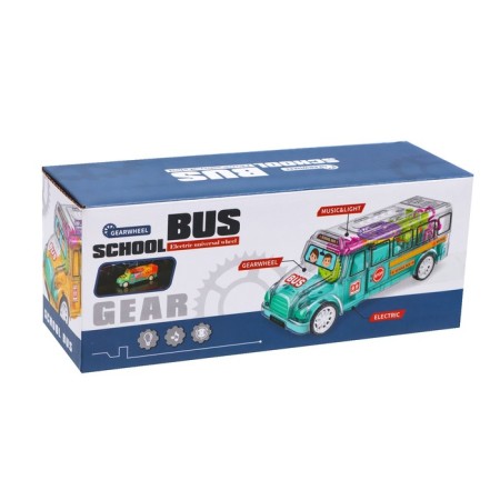 The bus "gears", light and sound, works from batteries, blue color-4
