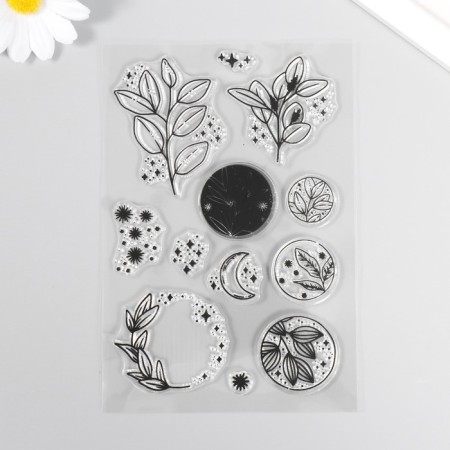 Stamp for creativity Silicon "Plants and Stars" 16x11 cm
