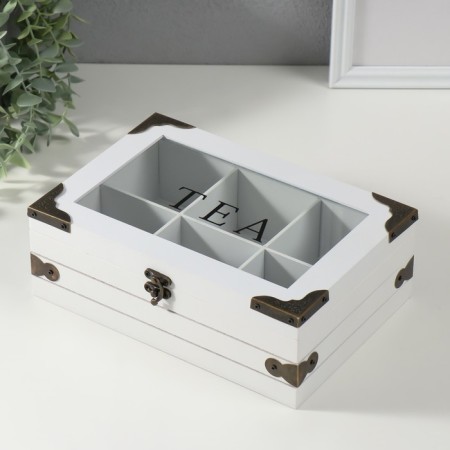 Casket wood 6 divisions "Box with corners" 16.2x24x8.3 cm
