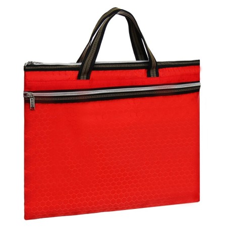 Portfolio with 1 department of Calligrata A4, textiles on lightning with handles, with pockets, red