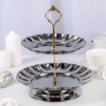 2-tier dish, d = 18/22 cm, silver color