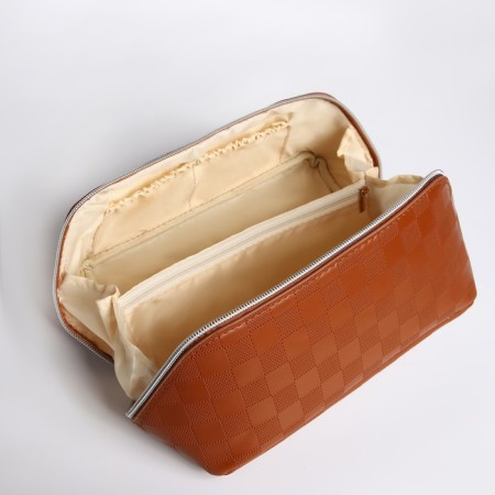 Cosmetic bag-smoke with zipper, brown color-2