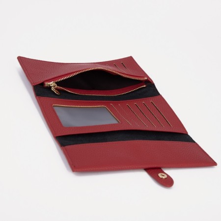Women's wallet on the button, red color-3