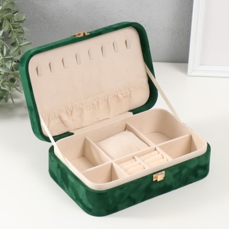 Textile box for jewelry "Bant" Emerald 22x14.5x7 cm-2