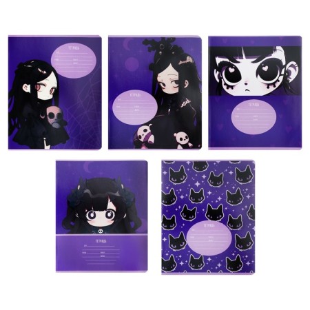 Notebook of 12 sheets in a cage on a clip "Magic Dolls", cover shaking cardboard, VD-LK, MIX