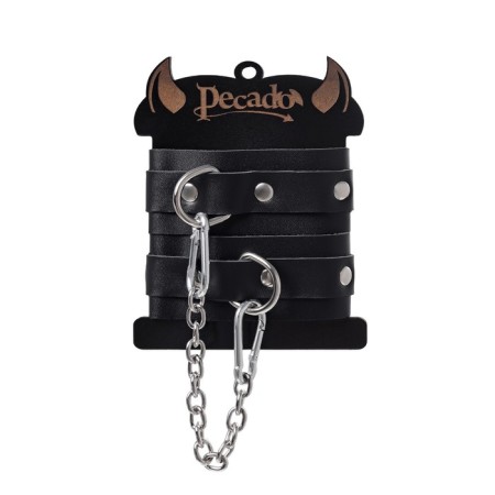 The fetters of mini Pecado BDSM, with rounded corners, genuine leather, black-6