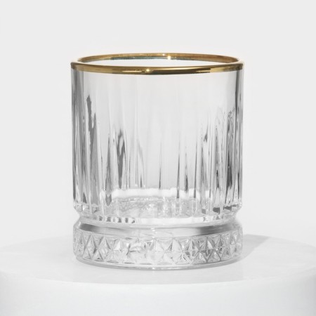 A set of glass glasses Elysia, 210 ml, 4 pcs, with a golden border-1