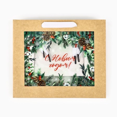 New Year's Craft gift package with the New Year's time plastic window, 24 x 20 x 11cm, New Year-3