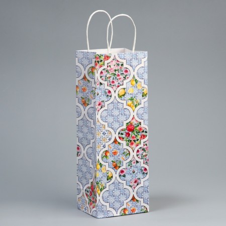 Gift package for a bottle, packaging, "festive", white craft, 13 x 36 x 10 cm-2