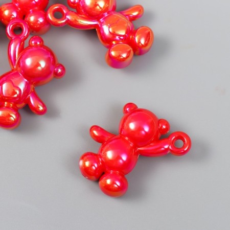Decor for creativity Plastic "Pension Bear with a loop" red 3x1.4x3.1 cm-1
