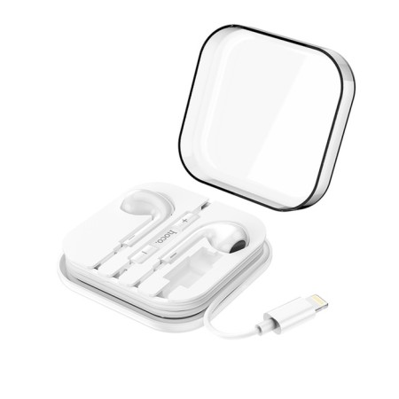 Hoco M1 Max headphones, wired, inserts, microphone on Bluetooth 5.0, Lightning, 1.2 m, white-6