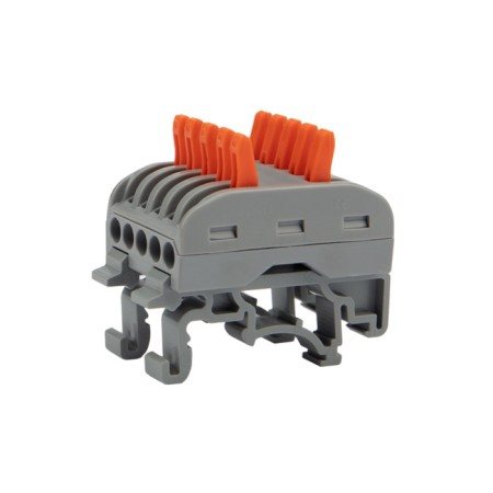 Terminal of QMS 222-425D CINGER 5-pole, with a mount on a DIN-rack (0.08-4 mm²) gray (20 pcs./Union)-1