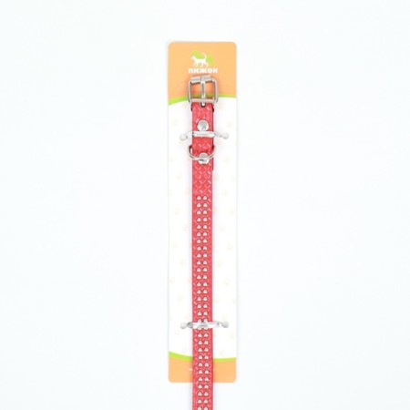The collar of rivet with 2 rows of rivets, 33 x 1.2 cm, Osh 23-29, red-7