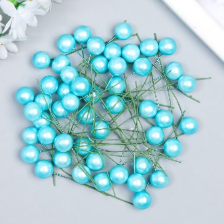 Stamens for flowers "Ball pearl-blue" d = 1.2 cm 6x1.2x1.2 cm-2