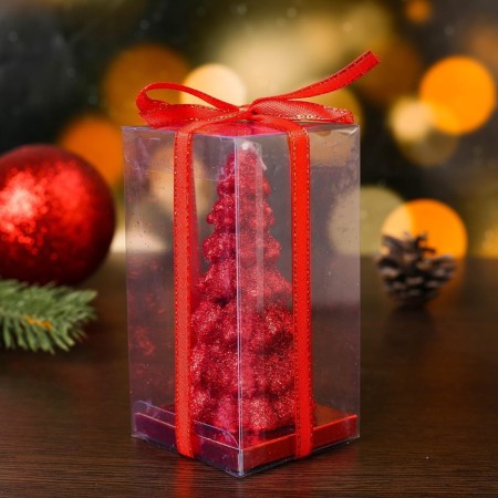 New Year's candle "Christmas tree" 10x5cm, red-3