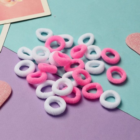 Hair elastic band "Mahrushka Sport" (set of 100 pcs) 1.5 cm, bright pink-white