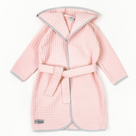 Waffle hood with a hood, height 134-140 cm, pink color-7