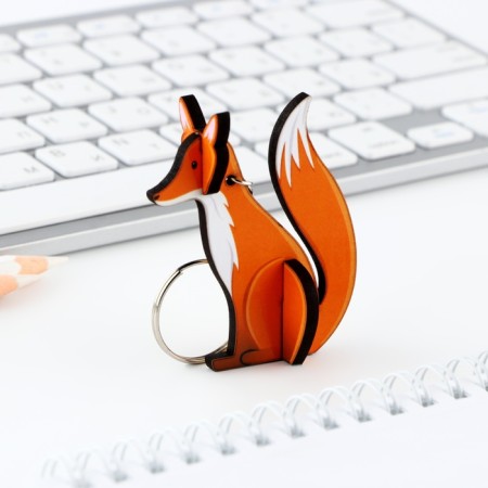 Key keychain wooden designer "Fox", 5.1 x 5.9 cm-2