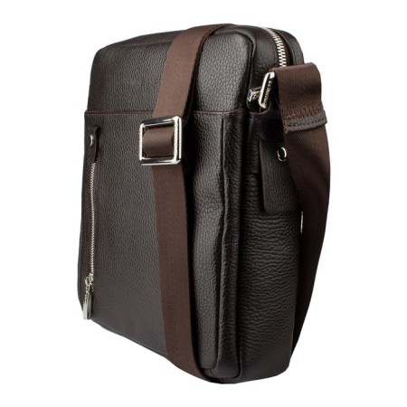 Male bag, lightning department, 2 outer pockets, adjustable belt, brown color-1