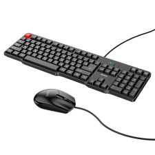 Keyboard set + Hoco GM16 mouse, wired, membrane, cable 1.2 m, black