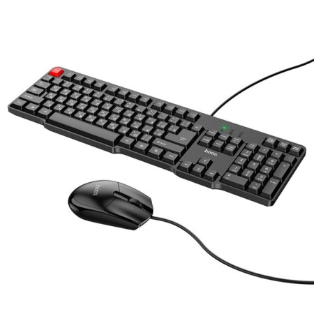 Keyboard set + Hoco GM16 mouse, wired, membrane, cable 1.2 m, black