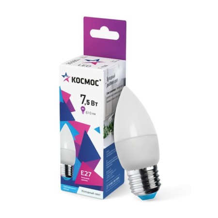 LED LED space, E27, 7.5 W, 6500 K, Cold white glow