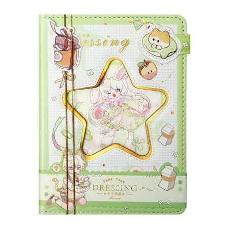 Notebook Gift, A6, 96 sheets, color block, with a curly knife, PVC cover, 3D, "Anime", mix-2
