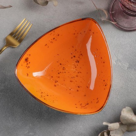 Ceramic triangular "constellation", 18 × 4.2 cm, orange color.-1