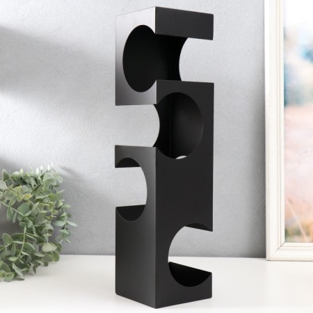 Souvenir metal stand for bottles "Geometry" black 10x10x40 cm-1