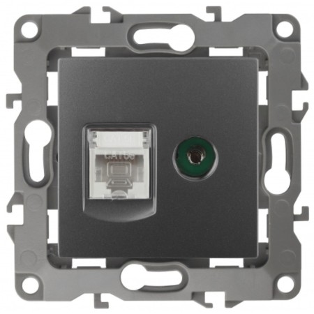 Combined RJ45+TV, IP20, ERA12, graphite